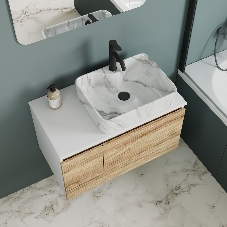 Комплект: тумба Bau Dream Blackwood 80, раковина прямоугольная BAU Cerama 48х37, мрамор, смеситель Hotel Dream, черный выпуск клик клак черный