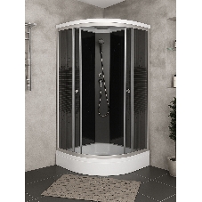 Душевая кабина BAU Stil с поддоном 90x90х215, прозрачное закаленное стекло с черным рисунком 4 мм, матовый профиль