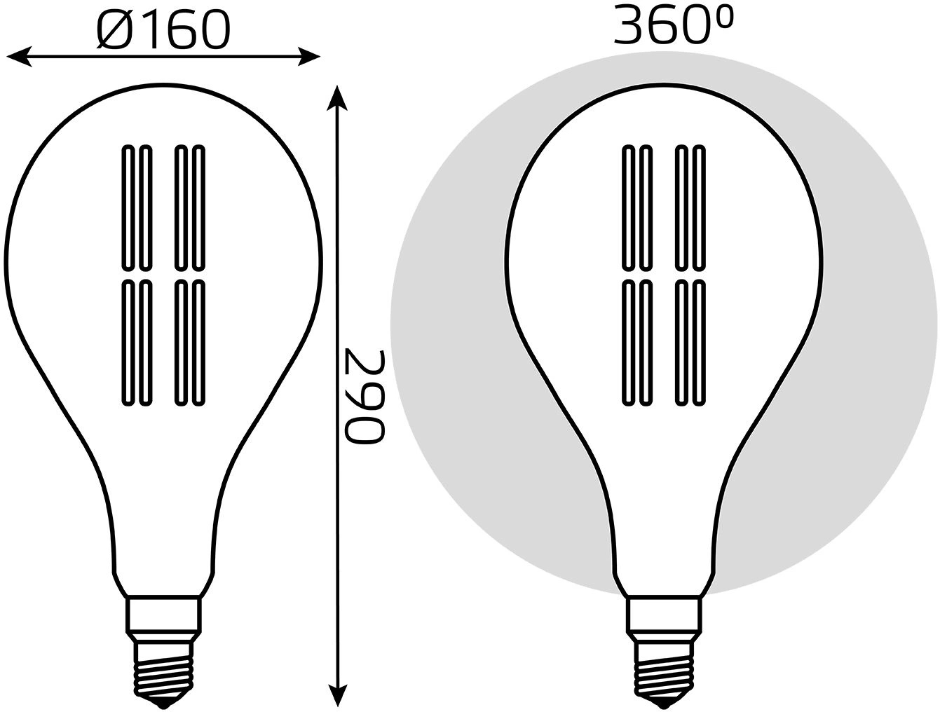 Лампа cветодиодная Gauss Filament PS160 6W 330lm 4000К Е27 gray straight LED
