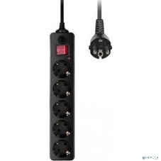 Сетевой фильтр Buro 500SH-1.8-B 1.8 м, 5 розеток, черный, коробка