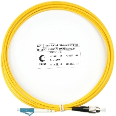 Патч-корд оптический Cabeus Tight Buffer, Simplex FC/LC, OS2 9/125, LSZH, 3м, Ø 3мм, чёрный хвостовик, жёлтый