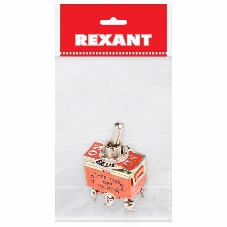 Тумблер Rexant 250V 15А (6c) ON-OFF-ON двухполюсный (KN-203) Индивидуальная упаковка 1 шт