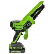 Цепная мини пила GreenWorks G24MCS10K2 аккумуляторная, 24v, 10 см, c АКБ 2АЧ и ЗУ (2008207UA)
