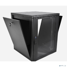 Шкаф телекоммуникационный настенный разборный ЦМО 12U (600 x 520) съемные стенки, дверь стекло, черный (ШРН-М-12.500-9005)
