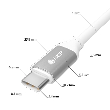 Кабель GCR 1.0m TypeC/TypeC POWER DELIVERY, быстрая зарядка, белый, AL корпус серебро, белый ПВХ, 28/22 AWG, GCR-52362