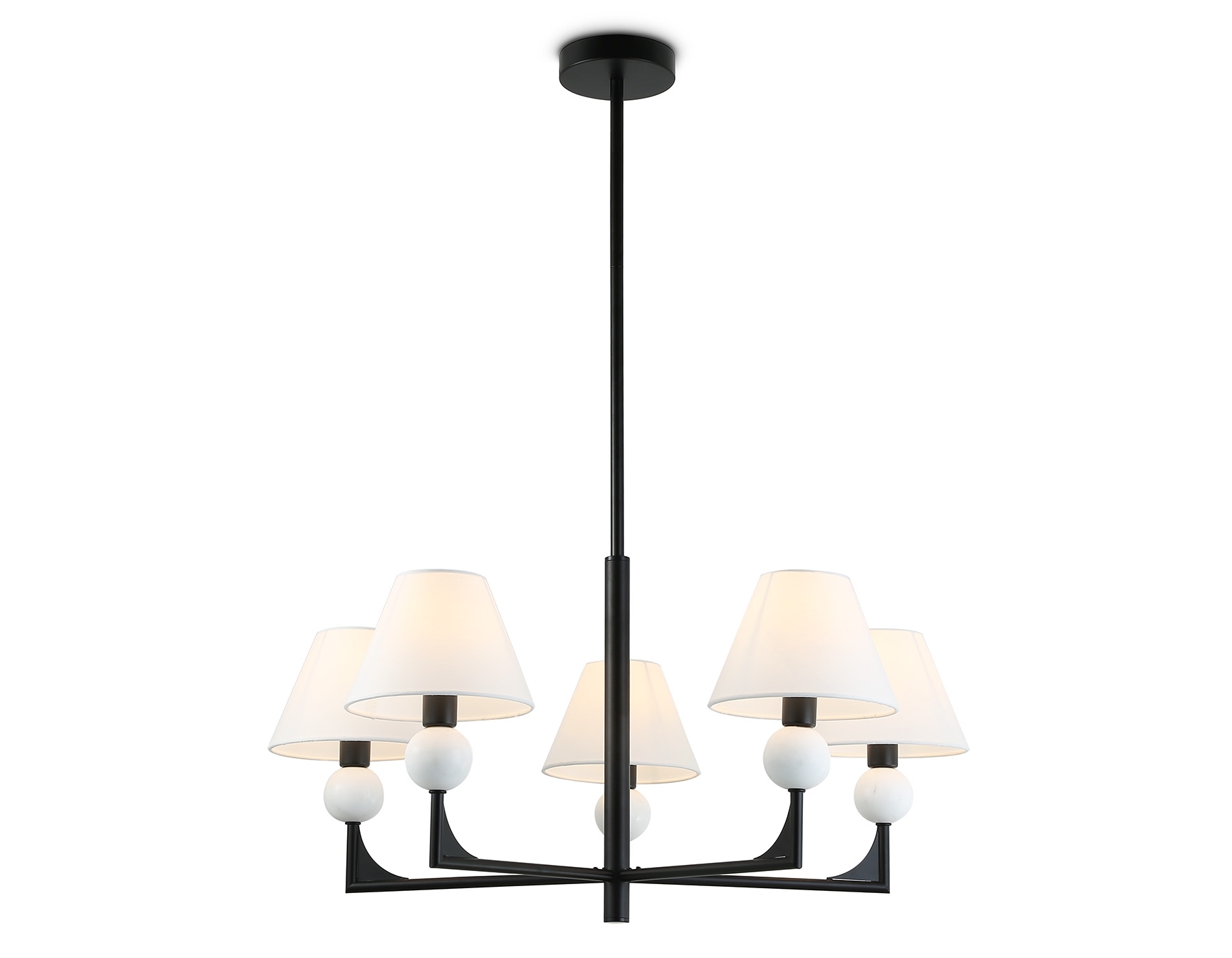Люстра Ambrella light LH75153/5 BK/FR черный/белый матовый E14*5 max 40W D730*580