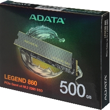 Накопитель SSD ADATA LEGEND 860, 500Gb, PCIe 4.0 x4, M.2 2280, NVMe, R/W 5000/3000, с радиатором