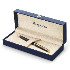 Ручка шариковая Waterman Hemisphere (CWS0920770) Matte Black GT M, синие чернила, подарочная коробка