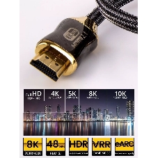 Кабель HDMI 19M/M,ver. 2.1, 8K@60 Hz 0.5m метал разъемы, нейлоновая оплетка Telecom TCG300-0.5M Кабель HDMI 19M/M,ver. 2.1, 8K@60 Hz 0.5m метал разъемы, нейлоновая оплетка Telecom