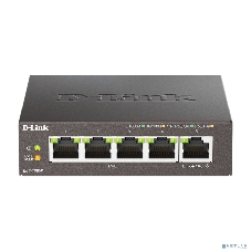 Неуправляемый коммутатор D-Link DGS-1005P/L (ревизия A1) с 5 портами 10/100/1000Base-T (4 порта PoE 802.3af/at, PoE-бюджет 60 Вт)
