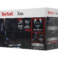 Пылесос вертикальный Tefal X-Force Flex 11.60 Aqua TY9890WO синий/серый, питание от аккумулятора, 130 Вт, уборка сухая/влажная, пылесборник 0.9 л