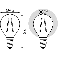 Лампа светодиодная Filament Шар E14 7Вт 4100К Gauss 105801207