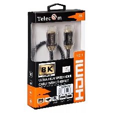 Кабель HDMI 19M/M,ver. 2.1, 8K@60 Hz 0.5m метал разъемы, нейлоновая оплетка Telecom TCG300-0.5M Кабель HDMI 19M/M,ver. 2.1, 8K@60 Hz 0.5m метал разъемы, нейлоновая оплетка Telecom