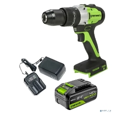 Дрель-шуруповерт GREENWORKS GD24DD60, 24 В, 0 Ач, 60 Нм, бесщеточный, ударный