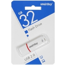Флешка USB SmartBuy Crown white (SB32GbCRW-W), 32Gb, USB 2.0, R/W 15/5, белый/красный