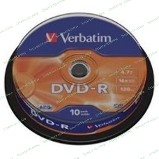 Диск DVD-R Verbatim 4.7Gb 16x bulk (10шт) (43729)