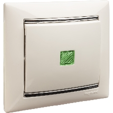 Механизм выключателя 1-кл. СП Valena 10А IP31 с зел. инд. бел. Legrand 774410