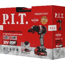Дрель-шуруповерт P.I.T. PSB20H-13D/1, 20 В, 2 Ач, 75 Нм, бесщеточный