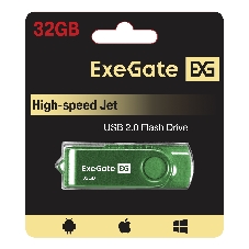 Exegate EX302046RUS USB-флеш накопитель ExeGate Jet 32GB зеленый (USB2.0, 480Mbps, пластик/металл)