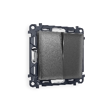 Комплект механизма 2-клавишного перекрестного выключателя 10A-250V ALFA Антрацит серый QUANT (AP6530, VM125) MA653030