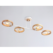 Светильник Ambrella light TR8247/4 WH/LWD белый/светлое дерево E27/4 max 40W 840*360*220