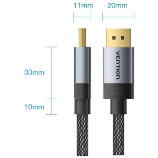 Кабель Vention DisplayPort v2.1 20M/20M - 5м Тканевая оплетка