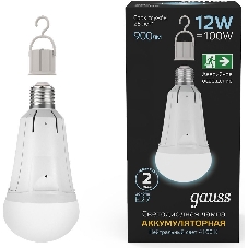 Лампа cветодиодная A80 12W 900lm 4100K Е27 авар. с Li-Ion аккумулятором LED