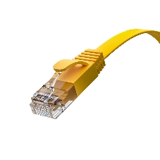 Патч-корд GCR PROF плоский прямой 2.0m, UTP медь cat.6, желтый, 30 AWG, ethernet high speed 10 Гбит/с, RJ45, T568B, GCR-52827