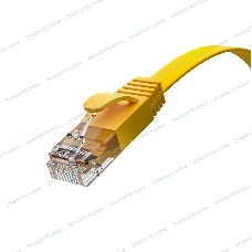 Патч-корд GCR PROF плоский прямой 2.0m, UTP медь cat.6, желтый, 30 AWG, ethernet high speed 10 Гбит/с, RJ45, T568B, GCR-52827