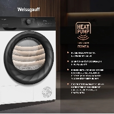 Сушильная машина Weissgauff WD 4948 Heat Pump белый, 7 кг, сушка - конденсационная, программ - 15, 59.5 x 84.5 x 48.5 см