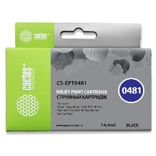 Картридж струйный Cactus CS-EPT0481 черный (14,4 мл) для Epson Photo R200/R220/R300/R320/R340/RX500/RX600/RX620/RX640