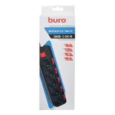 Сетевой фильтр Buro 500SH-3-SW-B 3 м, 5 розеток, черный, коробка