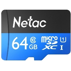 Флеш карта microSDHC 64Gb Netac P500 NT02P500STN-064G-R (с SD адаптером) 80Mb/s
