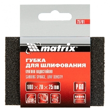 Губка для шлифования Matrix, 100 х 70 х 25 мм, мягкая, P 60