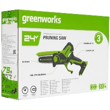 Цепная мини пила GreenWorks G24MCS10K2 аккумуляторная, 24v, 10 см, c АКБ 2АЧ и ЗУ (2008207UA)