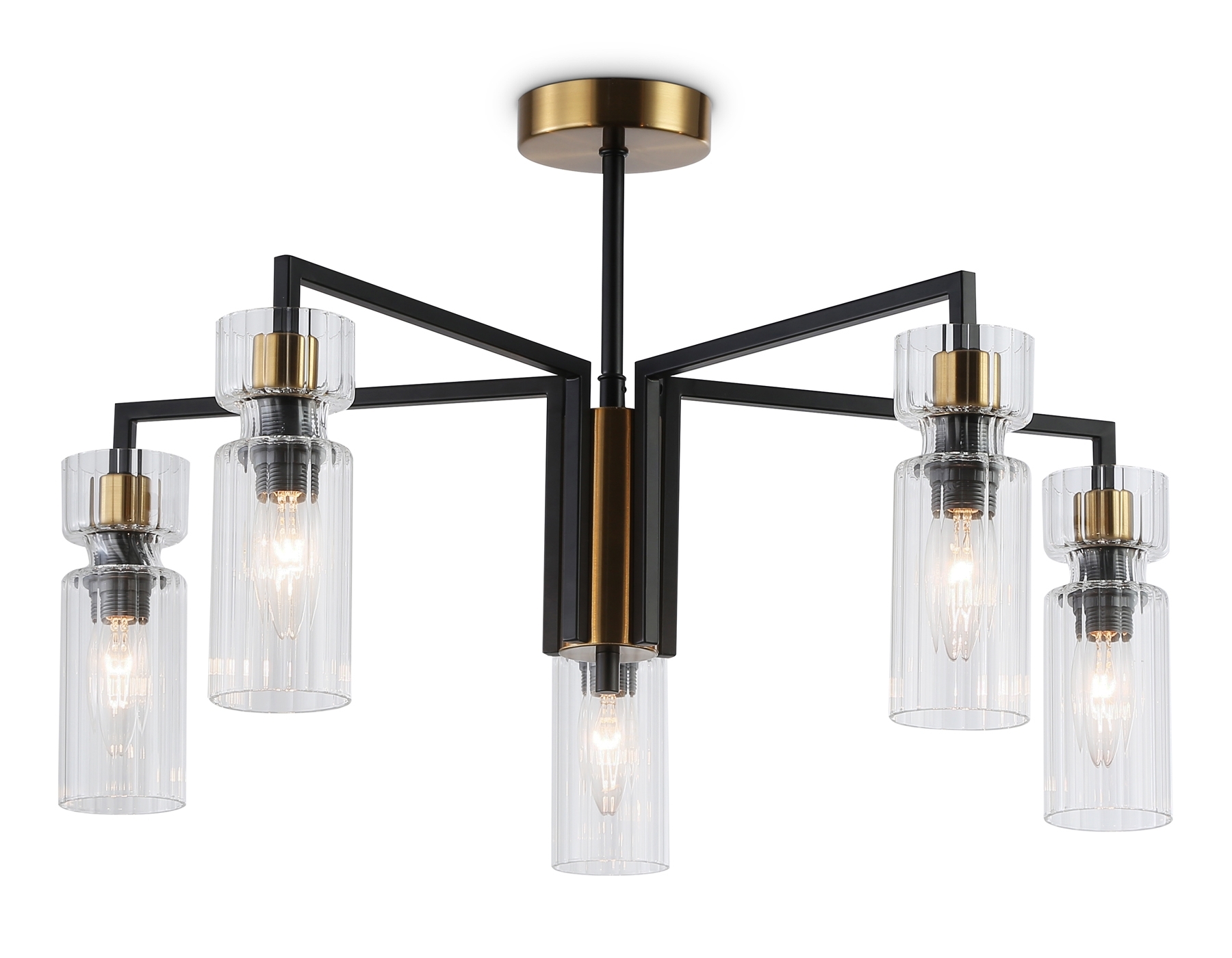 Люстра Ambrella light LH56113/5 BK/BS/CL черный/латунь/прозрачный E14*5 max 40W D605*350