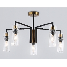 Люстра Ambrella light LH56113/5 BK/BS/CL черный/латунь/прозрачный E14*5 max 40W D605*350