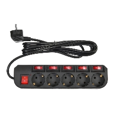 Сетевой фильтр Buro 500SH-3-SW-B 3 м, 5 розеток, черный, коробка