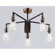 Люстра Ambrella light LH56113/5 BK/BS/CL черный/латунь/прозрачный E14*5 max 40W D605*350