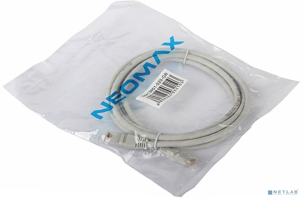 Коммутационный шнур NEOMAX (NM13601-015) UTP 1.5м, гибкий, cat.6, серый, многожильный