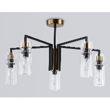 Люстра Ambrella light LH56113/5 BK/BS/CL черный/латунь/прозрачный E14*5 max 40W D605*350