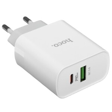 Сетевое зарядное устройство HOCO C80A Rapido 1xUSB + 1xUSB-C, 3.1A, 20W, белый