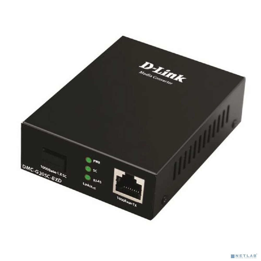 Медиаконвертер D-Link DMC-G20SC-BXD/A1A WDM с 1 портом 100/1000Base-T и 1 портом 1000Base-LX с разъемом SC (Tx: 1550 мкм; Rx: 1310 мкм) для одномодового оптического кабеля (до 20 км)