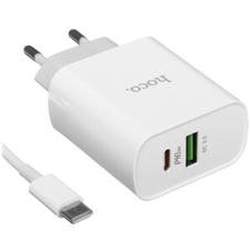 Сетевое зарядное устройство HOCO C80A Rapido 1xUSB + 1xUSB-C, 3.1A, 20W, белый