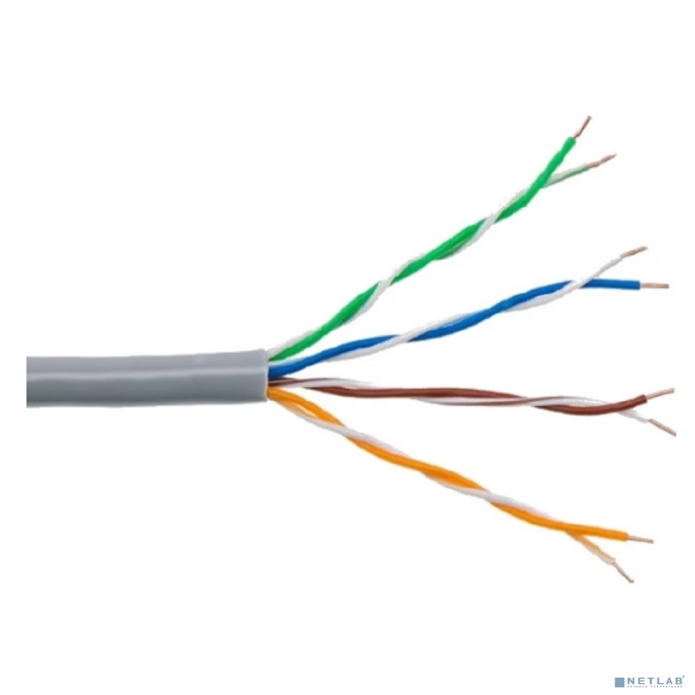 Кабель витая пара Rexant U/UTP, cat.5e, PVC нг(А)-LS, 4х2х0,52мм, 4PR, 24AWG, INDOOR, SOLID, серый, 305м