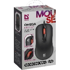 Мышь проводная Defender Omega MB-522 черный, 1600 dpi, USB, кнопки - 4