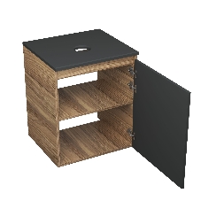 Тумба Bau Dream Blackwood 50 графит, раковина BAU Nimb 50х36, выпуск клик клак, белый