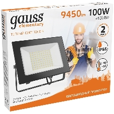 Прожектор светодиодный GAUSS 613527100 LED 100W 6700lm IP65 3000К черный 1/14