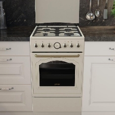 Плита комбинированная Gorenje GKS5B70CLI бежевый, конфорок 4 газовых, духовка 70 л, 50 см x 85 см x 59.4 см