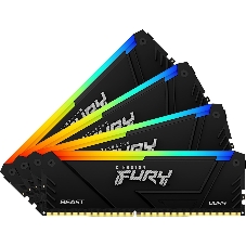 Оперативная память Kingston Fury Beast, DDR4, 32GB (4x8GB), 3200MHz, CL16, DIMM, с радиатором, RGB, черный